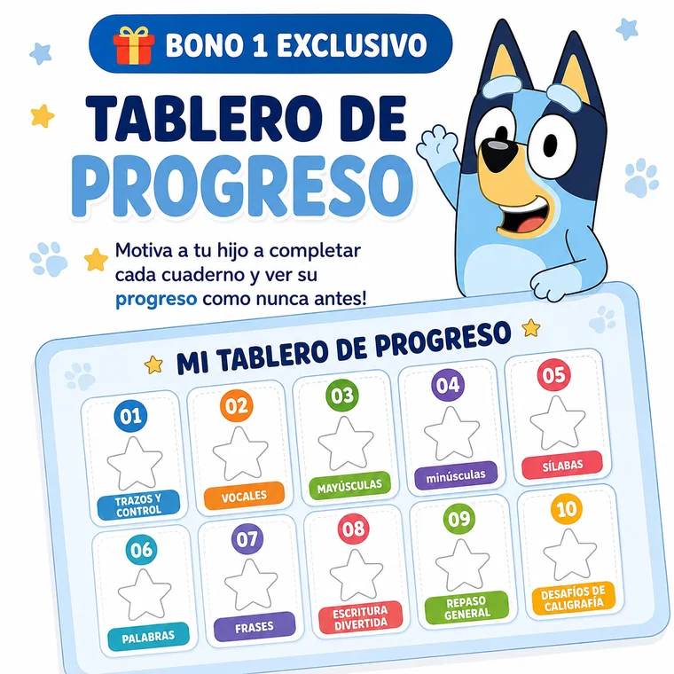 Bono 1 — Tablero de Progreso: un tablero para que el niño marque cada cuaderno completado y vea su avance.