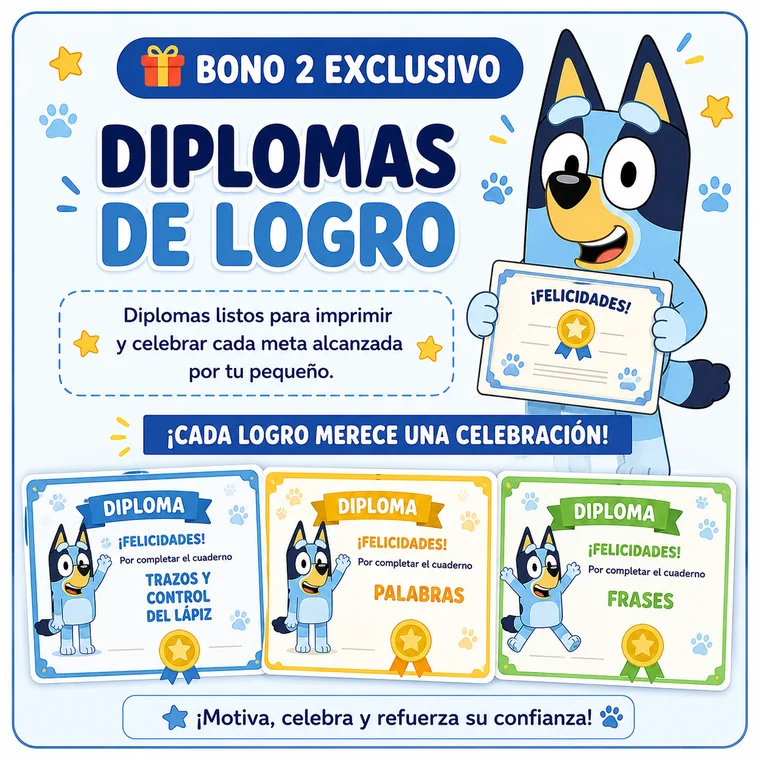 Bono 2 — Diplomas de Logro: diplomas listos para imprimir y celebrar cada meta alcanzada.